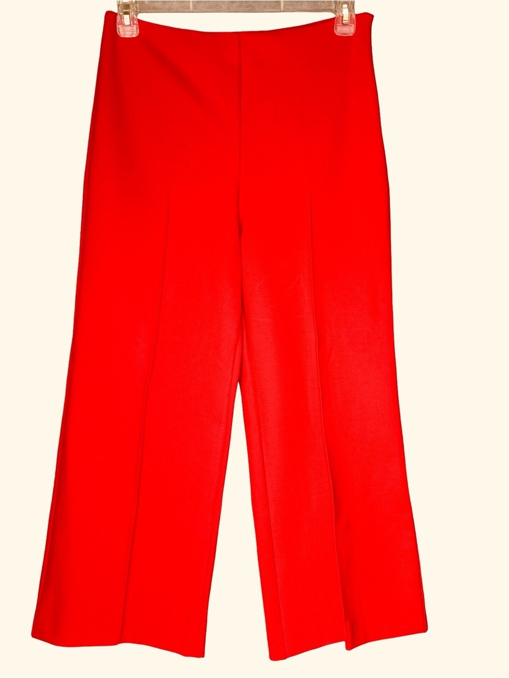 L'Academie Vibrant Red Wide-Leg Cropped Pants Size Large NWT